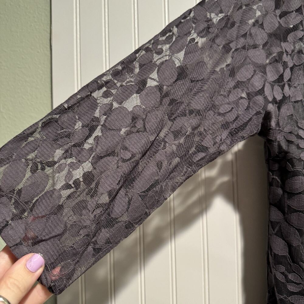 Garnet Hill Boheme Gray Easy Lace Dress Romantic Half Sleeve Size 8 - Picture 4 of 8